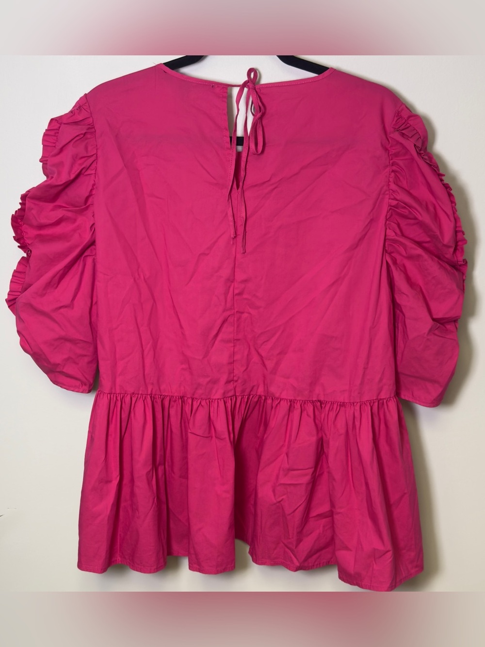 Marc New York Fuchsia Pink Ruffle Sleeve Peasant Top Women’s Size XL - Picture 4 of 7